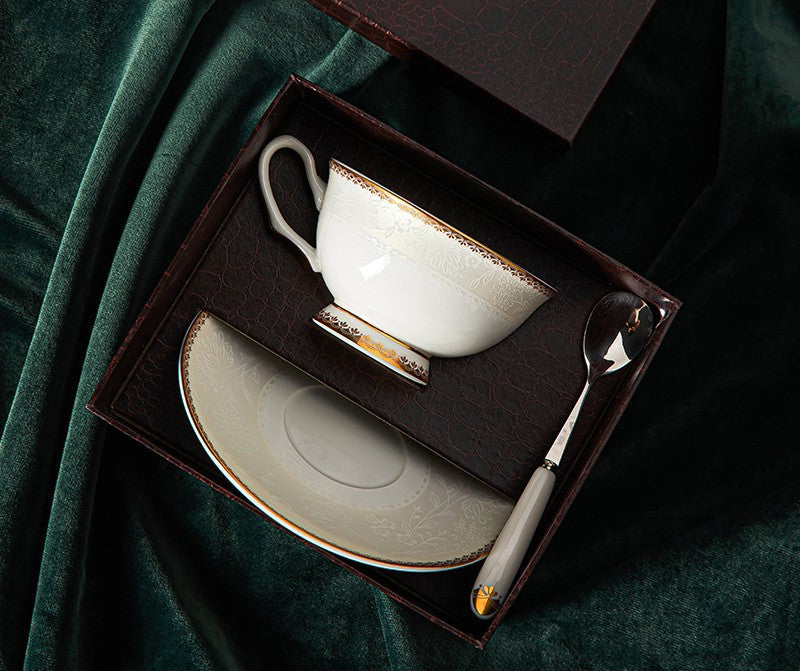 Silver Bone China Porcelain Tea Cup Set, Elegant Ceramic Coffee Cups, –  Paintingforhome