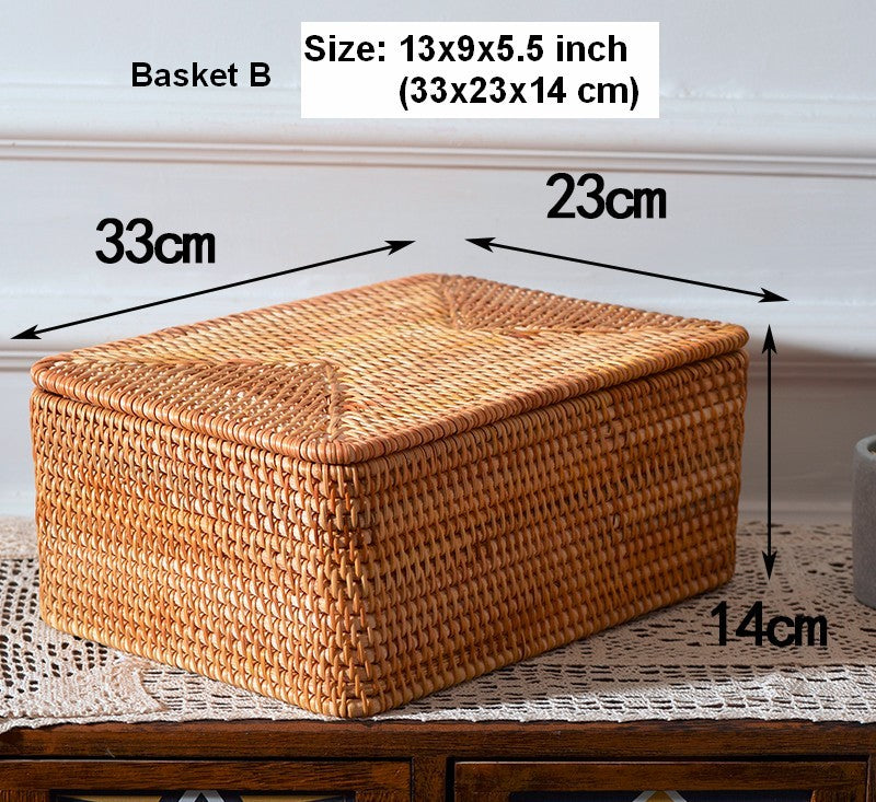 Woven Rectangular Basket for Shelves, Rattan Storage Basket, Storage B –  Paintingforhome