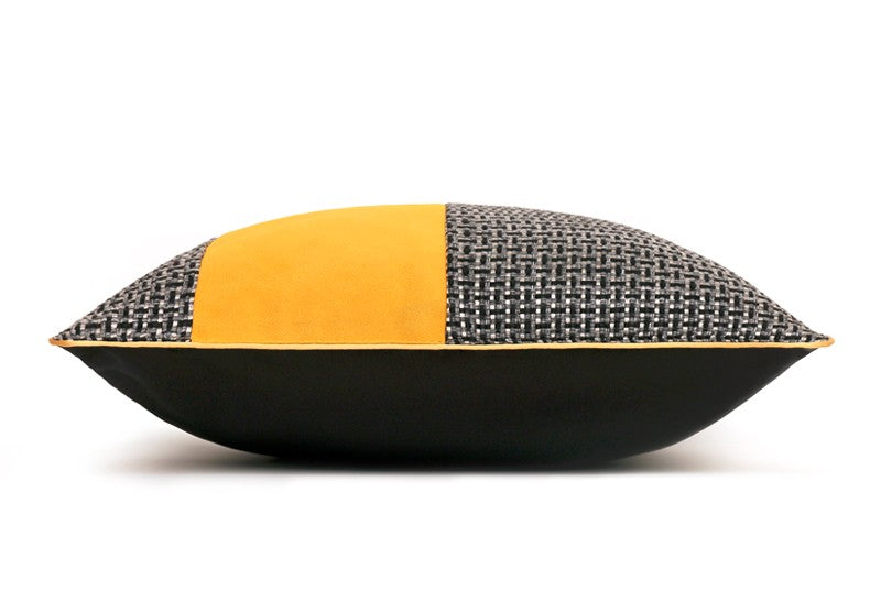 Large Black Yellow Modern Pillows, Modern Throw Pillows for Couch