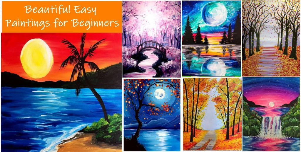 Easy Canvas Painting Ideas, Easy Acrylic Paintings on Canvas, Simple Cute Small Oil Painting Ideas for Kids, Easy Landscape Painting Ideas for Beginners