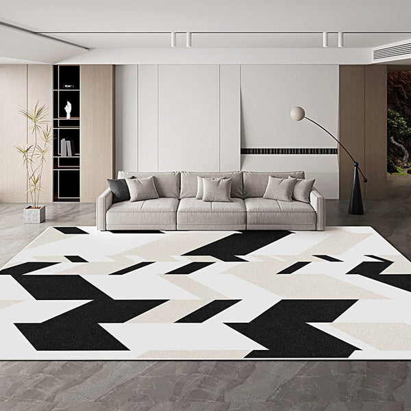 Abstract Contemporary Area Rugs for Bedroom, Large Modern Living Room Rugs, Geometric Modern Rugs for Dining Room-HomePaintingDecor