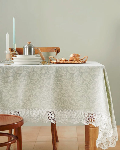 Dining Room Flower Pattern Table Cloths, Farmhouse Table Cloth, Wedding Tablecloth, Square Tablecloth for Round Table, Cotton Rectangular Table Covers for Kitchen-HomePaintingDecor