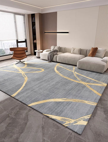 Geometric Contemporary Modern Rugs Next to Bed, Abstract Area Rugs for Living Room, Modern Rugs under Dining Room Table, Modern Carpets for Kitchen-HomePaintingDecor