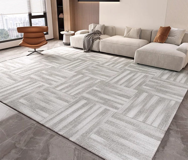 Extra Large Modern Rugs for Bedroom, Geometric Modern Rug Placement Ideas for Dining Room, Abstract Gray Contemporary Modern Rugs for Living Room-HomePaintingDecor