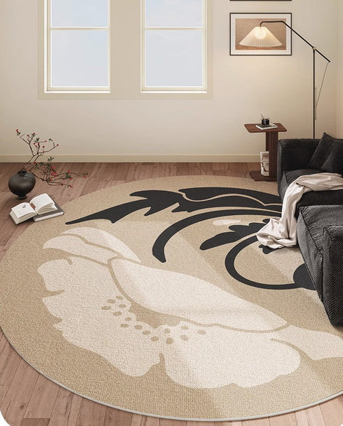 Bathroom Modern Round Rugs, Circular Modern Rugs under Coffee Table, Round Modern Rugs in Living Room, Round Contemporary Modern Rugs for Bedroom-HomePaintingDecor