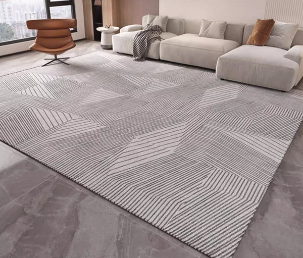 Living Room Abstract Gray Contemporary Modern Rugs, Large Modern Rugs for Bedroom, Geometric Modern Rug Placement Ideas for Dining Room