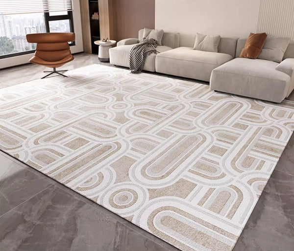 Abstract Large Modern Rugs for Bedroom, Living Room Abstract Gray Contemporary Modern Rugs, Geometric Modern Rug Placement Ideas for Dining Room-HomePaintingDecor