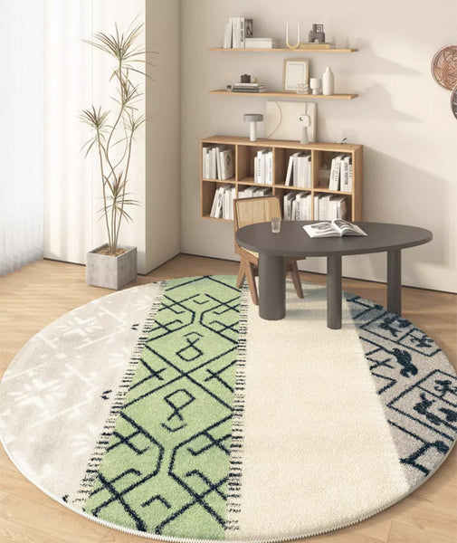 Unique Circular Rugs under Sofa, Abstract Contemporary Round Rugs, Modern Rugs for Dining Room, Geometric Modern Rugs for Bedroom-HomePaintingDecor