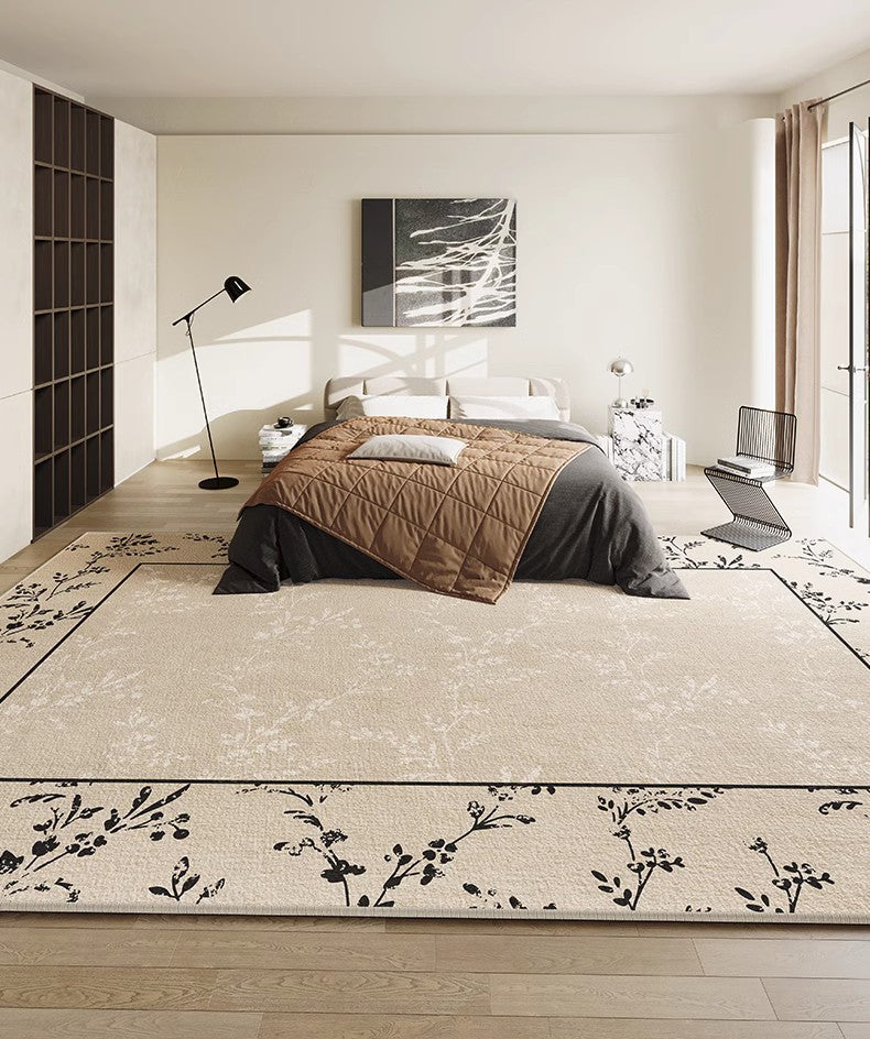 Large Modern Rugs for Sale, Dining Room Modern Rugs, Contemporary Floor Carpets for Living Room, Flower Pattern Geometric Modern Rugs in Bedroom-HomePaintingDecor