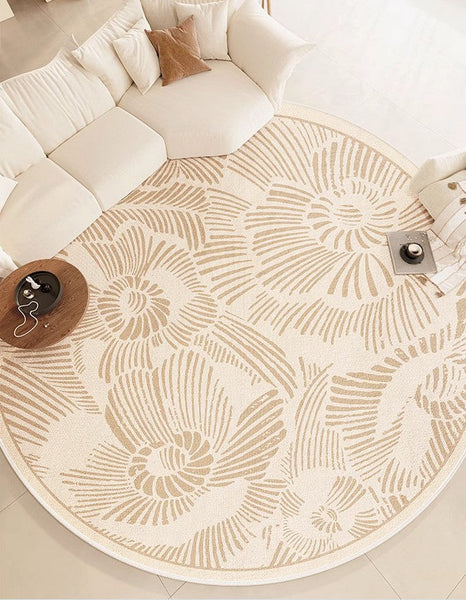 Dining Room Contemporary Round Rugs, Modern Rug Ideas for Living Room, Bedroom Modern Round Rugs, Circular Modern Rugs under Chairs-HomePaintingDecor