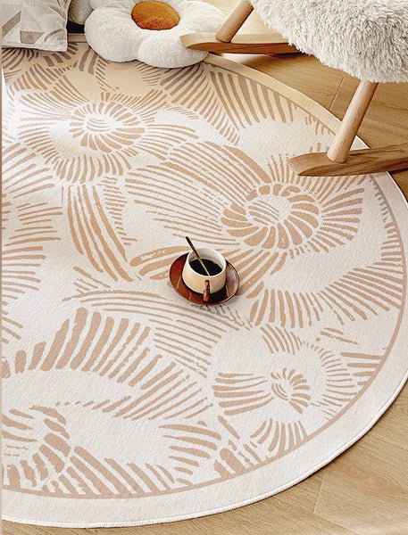 Dining Room Contemporary Round Rugs, Modern Rug Ideas for Living Room, Bedroom Modern Round Rugs, Circular Modern Rugs under Chairs-HomePaintingDecor