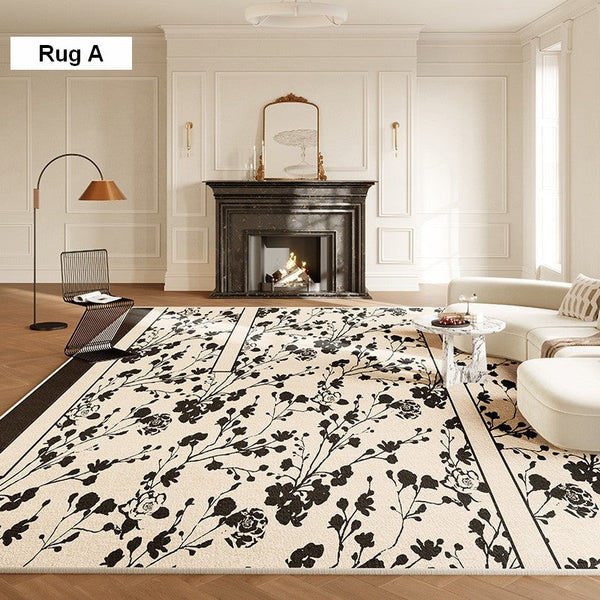 Bedroom French Style Modern Rugs, Flower Pattern Modern Rugs for Interior Design, Contemporary Modern Rugs under Dining Room Table, Flower Pattern Modern Rugs for Living Room-HomePaintingDecor