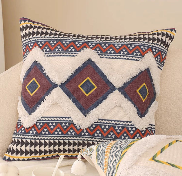 Square Pillows for Couch, Oriental Decorative Throw Pillows for Living Room, Geometric Modern Pillow Covers, Bohemian Decorative Sofa Pillows-HomePaintingDecor