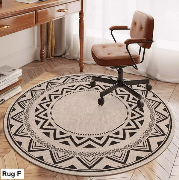 Round Rugs under Coffee Table, Geometric Modern Rug Ideas for Living Room, Circular Modern Rugs under Dining Room Table, Modern Round Rugs for Bedroom-HomePaintingDecor