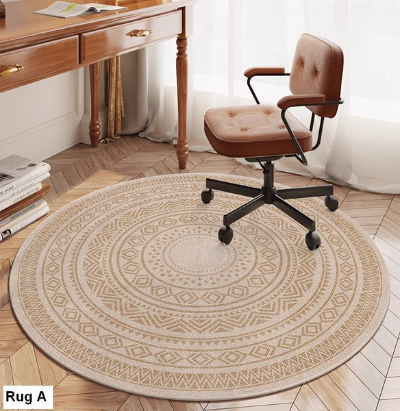 Round Rugs under Coffee Table, Geometric Modern Rug Ideas for Living Room, Circular Modern Rugs under Dining Room Table, Modern Round Rugs for Bedroom-HomePaintingDecor