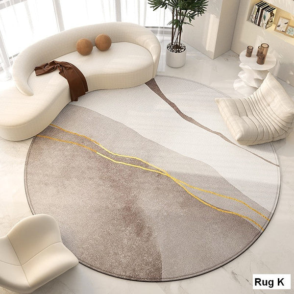 Bedroom Modern Round Rugs, Circular Modern Rugs under Chairs, Dining Room Contemporary Round Rugs, Geometric Modern Rug Ideas for Living Room-HomePaintingDecor