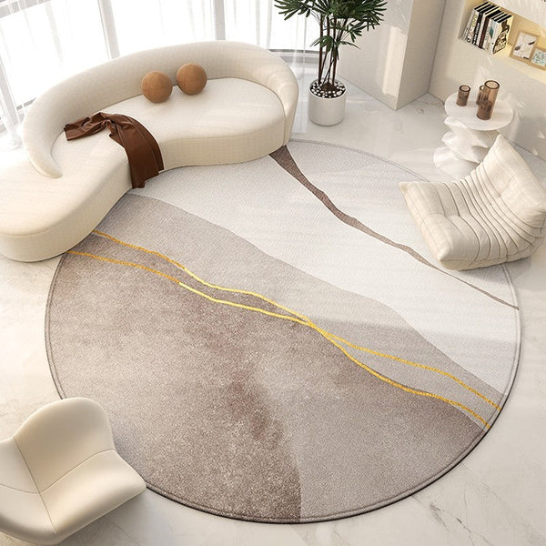 Unique Modern Rugs for Living Room, Geometric Round Rugs for Dining Room, Contemporary Modern Area Rugs for Bedroom, Circular Modern Rugs under Chairs-HomePaintingDecor