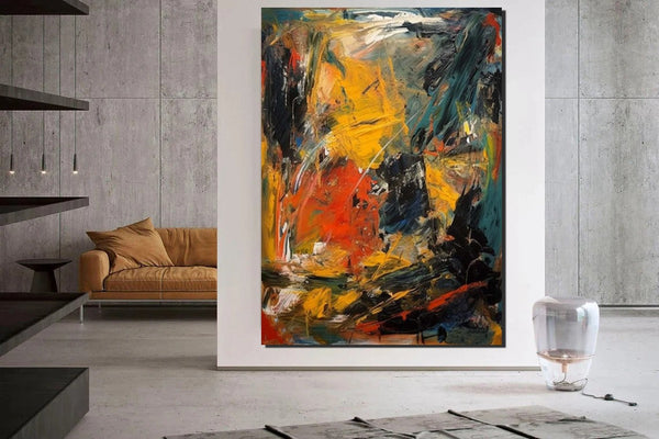Acrylic Paintings on Canvas, Heavy Texture Painting, Buy Paintings Online, Large Paintings Behind Sofa, Large Painting for Living Room-HomePaintingDecor
