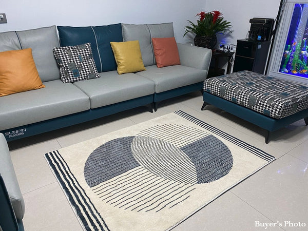 Modern Area Rugs for Dining Room, Geometric Modern Rugs for Bedroom, Modern Area Rugs under Coffee Table, Abstract Contemporary Area Rugs-HomePaintingDecor