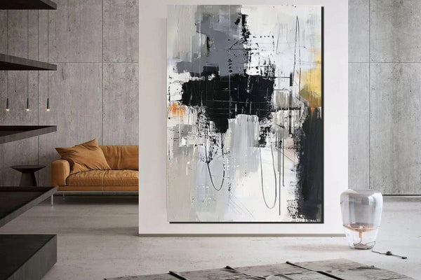 Large Paintings Behind Sofa, Large Painting for Living Room, Acrylic Paintings on Canvas, Heavy Texture Painting, Buy Paintings Online-HomePaintingDecor