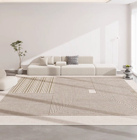 Abstract Contemporary Modern Rugs for Living Room, Extra Large Modern Rugs for Bedroom, Geometric Modern Rug Placement Ideas for Dining Room-HomePaintingDecor