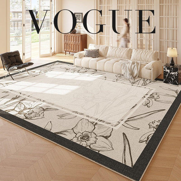 Unique Modern Rugs for Living Room, Large Modern Rugs for Bedroom, Flower Pattern Area Rugs under Coffee Table, Contemporary Modern Rugs for Dining Room-HomePaintingDecor