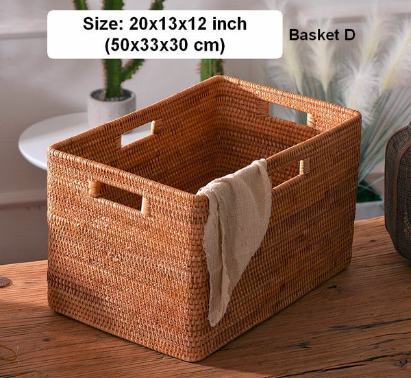 Oversized Rattan Storage Basket, Extra Large Rectangular Storage Basket for Clothes, Storage Baskets for Bathroom, Bedroom Storage Baskets-HomePaintingDecor