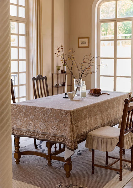 Dining Room Flower Table Cloths, Farmhouse Table Cloth, Extra Large Rectangular Table Covers for Kitchen, Square Tablecloth for Round Table-HomePaintingDecor