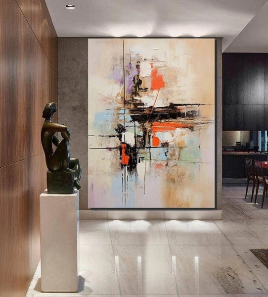 Large Acrylic Canvas Paintings, Simple Wall Art Ideas, Heavy Texture Painting, Bedroom Abstract Paintings, Modern Abstract Painting-HomePaintingDecor