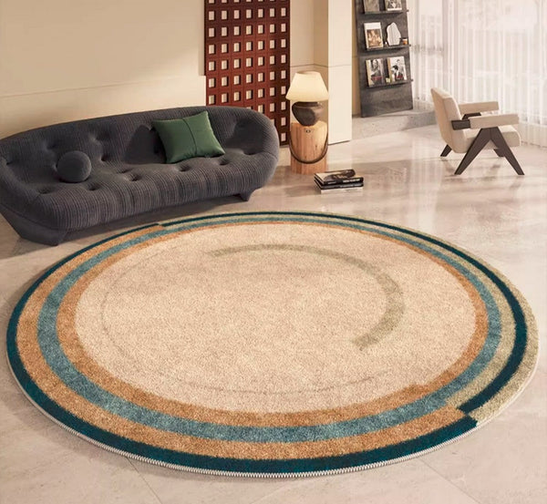 Modern Area Rugs under Coffee Table, Abstract Contemporary Round Rugs, Modern Rugs for Dining Room, Geometric Modern Rugs for Bedroom-HomePaintingDecor