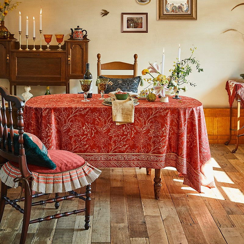 Large Modern Rectangle Tablecloth for Dining Room Table, Red Christmas Flower Pattern Tablecloth for Oval Table, Square Table Covers for Kitchen, Farmhouse Table Cloth for Round Table-HomePaintingDecor