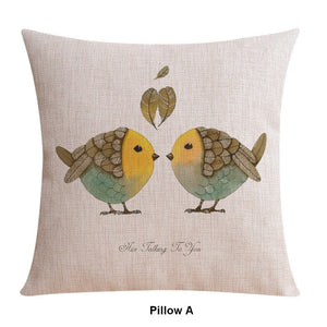 Simple Decorative Pillow Covers, Decorative Sofa Pillows for Children's Room, Love Birds Throw Pillows for Couch, Singing Birds Decorative Throw Pillows-HomePaintingDecor