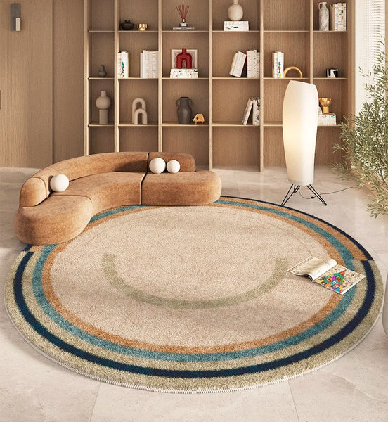 Modern Area Rugs under Coffee Table, Abstract Contemporary Round Rugs, Modern Rugs for Dining Room, Geometric Modern Rugs for Bedroom-HomePaintingDecor