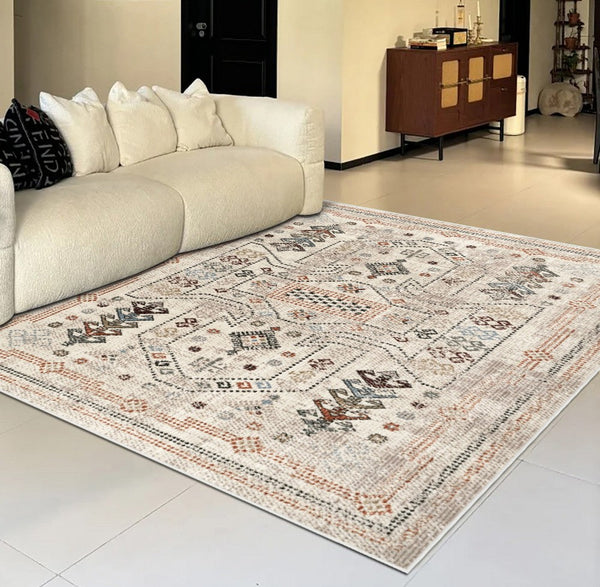 Morocco Contemporary Rugs Next to Bed, Modern Rugs for Living Room, Flower Pattern Contemporary Modern Rugs for Dining Room-HomePaintingDecor