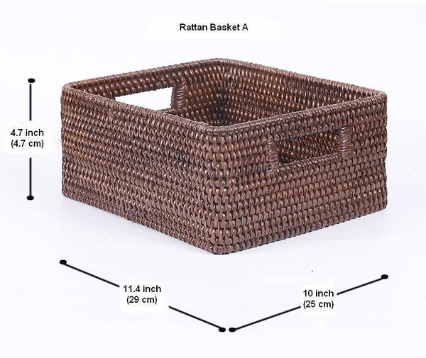 Storage Baskets for Clothes, Rectangular Storage Baskets, Large Brown Woven Storage Baskets, Storage Baskets for Shelves-HomePaintingDecor