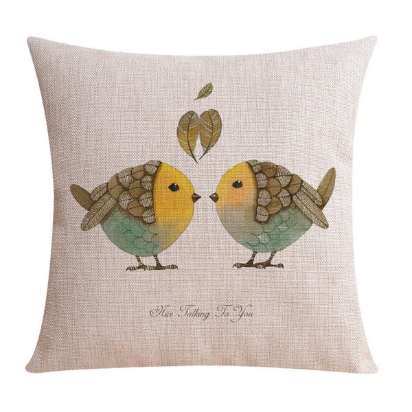 Decorative Sofa Pillows for Dining Room, Simple Decorative Pillow Covers, Love Birds Throw Pillows for Couch, Singing Birds Decorative Throw Pillows-HomePaintingDecor