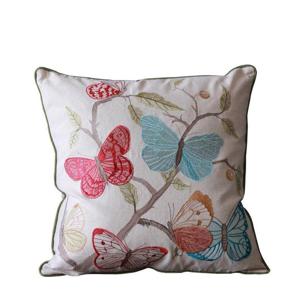 Beautiful Embroider Butterfly Cotton and linen Pillow Cover, Decorative Throw Pillows, Decorative Sofa Pillows, Decorative Pillows for Couch-HomePaintingDecor