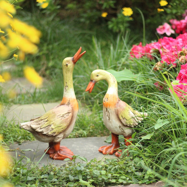 Large Duck Statues, Unique Wood Carving Statue for Garden, Creative Modern Statue for Garden Ornaments, Villa Outdoor Decor Gardening Ideas-HomePaintingDecor