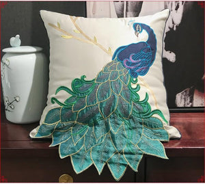 Beautiful Decorative Throw Pillows, Embroider Peacock Cotton and linen Pillow Cover, Decorative Sofa Pillows, Decorative Pillows for Couch-HomePaintingDecor