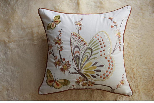 Butterfly Cotton and linen Pillow Cover, Decorative Throw Pillows for Living Room, Decorative Sofa Pillows-HomePaintingDecor