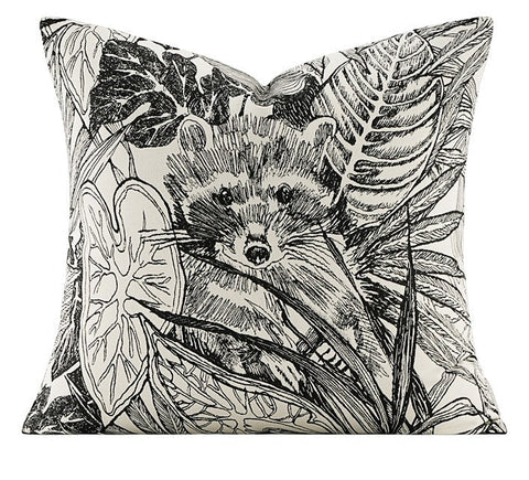 Animal Jungle Raccoon Decorative Throw Pillows for Bedroom, Large Throw Pillow for Interior Design, Contemporary Square Modern Throw Pillows for Couch-HomePaintingDecor