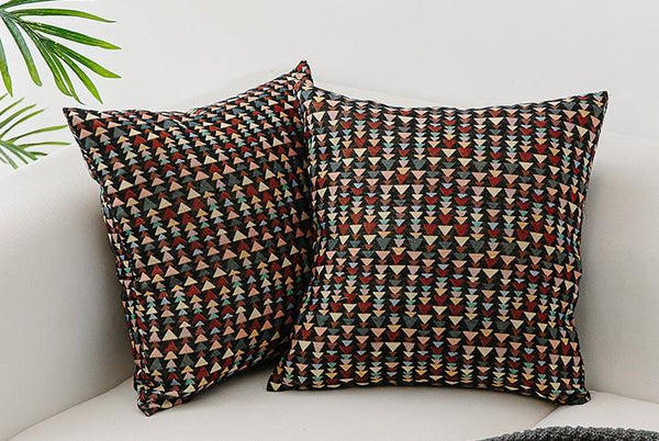 Geometric Pattern Chenille Throw Pillow for Couch, Bohemian Decorative Sofa Pillows, Decorative Throw Pillows for Living Room-HomePaintingDecor