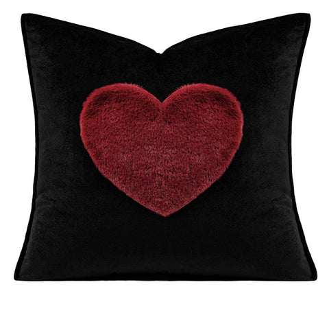 Red Heart Shape Modern Pillows for Couch, Decorative Pillow Covers, Abstract Decorative Throw Pillows for Living Room, Large Modern Sofa Pillow Cases-HomePaintingDecor