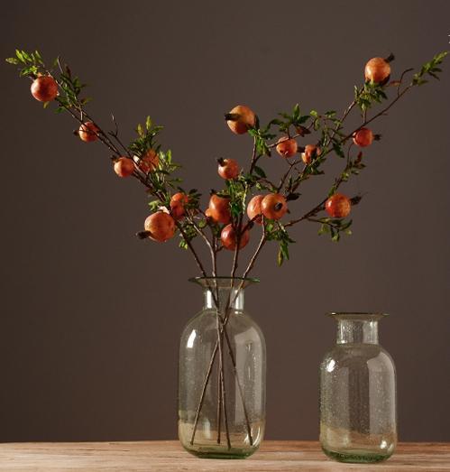 Rustic Artificial Large Pomegranate Fruit, Stem 36" Tall, Flower Arrangement-HomePaintingDecor