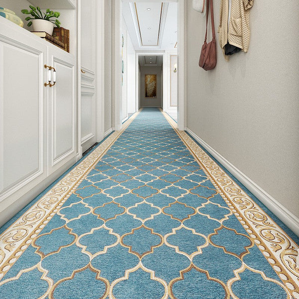 Entryway Runner Rugs, Easy Care Entrance Hallway Runners, Modern Extra Long Hallway Runners, Long Narrow Runner Rugs, Washable Kitchen Runner Rugs, Blue Hallway Runners-HomePaintingDecor