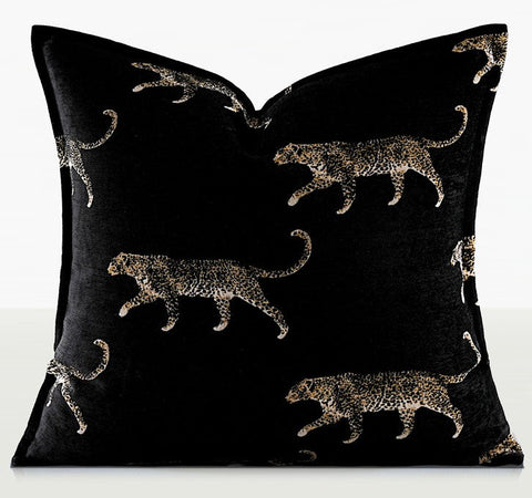 Black Decorative Pillow Covers, Large Modern Sofa Pillow Cases, Cheetah Modern Pillows for Couch, Abstract Decorative Throw Pillows for Living Room-HomePaintingDecor