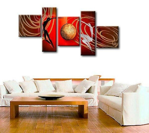 Simple Modern Art, Love Abstract Painting, Bedroom Room Wall Art Paintings, Abstract Art of Love, 5 Piece Canvas Painting-HomePaintingDecor