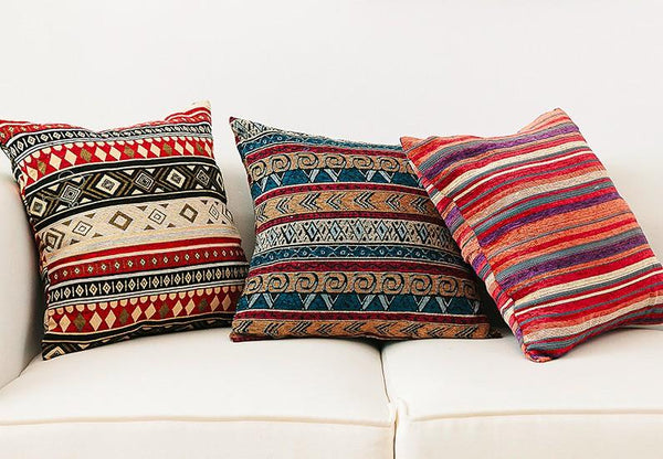 Bohemian Decorative Sofa Pillows, Geometric Pattern Chenille Throw Pillow for Couch, Decorative Throw Pillows-HomePaintingDecor