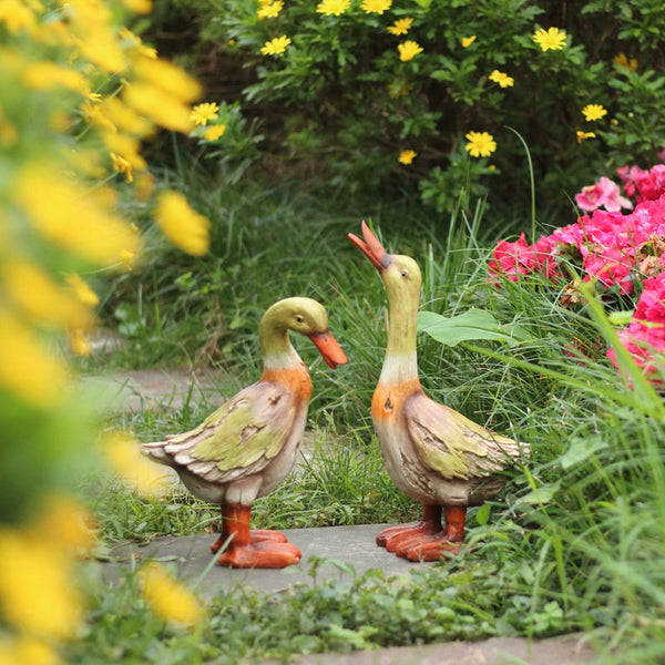 Large Duck Statues, Unique Wood Carving Statue for Garden, Creative Modern Statue for Garden Ornaments, Villa Outdoor Decor Gardening Ideas-HomePaintingDecor