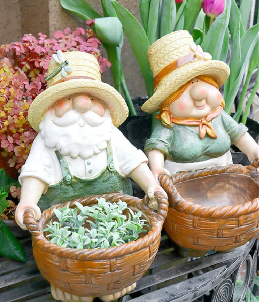 Garden Courtyard Ornament, Large Resin Garden Figure Statues, Unique Garden Flowerpots, Villa Outdoor Decor Gardening Ideas, Modern Garden Sculptures-HomePaintingDecor